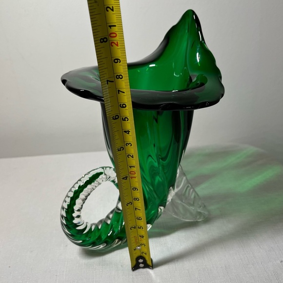 Vintage Murano Emerald Blown Glass Horn Of Plenty - Picture 3 of 5